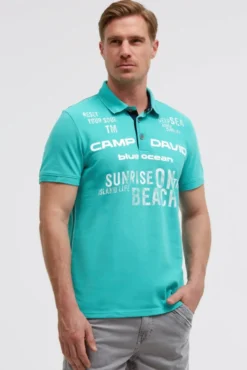Pikee-Polo Kurzarm mit Rubber Prints island green