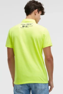 Pikee-Polo Kurzarm mit Rubber Prints neon lime