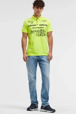 Pikee-Polo Kurzarm mit Rubber Prints neon lime