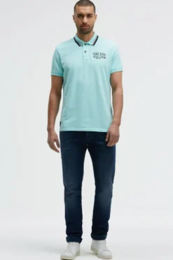 Pikee-Polo mit Logo-Stickerei new aqua