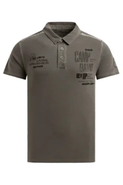 Pikee-Polo mit Tapes, Prints und Stickereien dark wood
