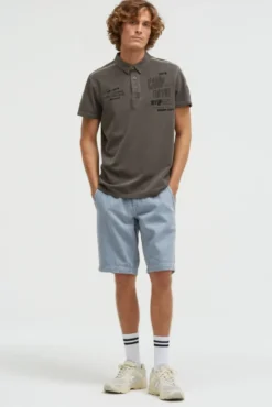 Pikee-Polo mit Tapes, Prints und Stickereien dark wood