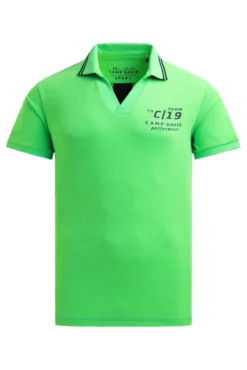 Pikee-Polo mit V-Neck und Rückeneinsatz tech green