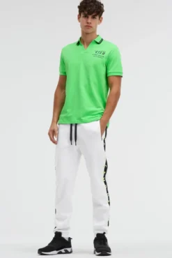 Pikee-Polo mit V-Neck und Rückeneinsatz tech green