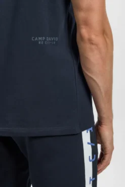 Polo mit Zipper, Logo-Tapes und Prints blue navy