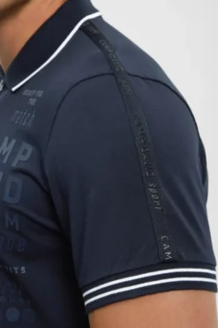 Polo mit Zipper, Logo-Tapes und Prints blue navy
