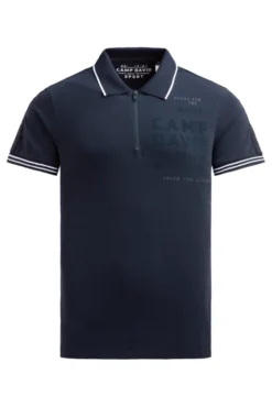 Polo mit Zipper, Logo-Tapes und Prints blue navy