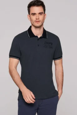 Poloshirt aus Pikee-Melange blue navy melange | S