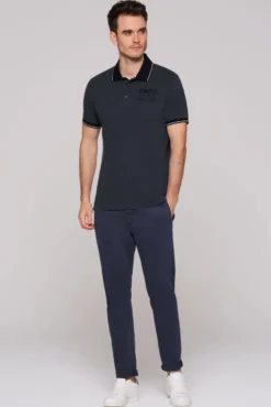Poloshirt aus Pikee-Melange blue navy melange | S