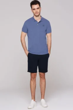 Poloshirt Kurzarm aus Pikee vintage blue