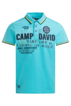 Poloshirt Kurzarm mit Logo-Applikationen aqua