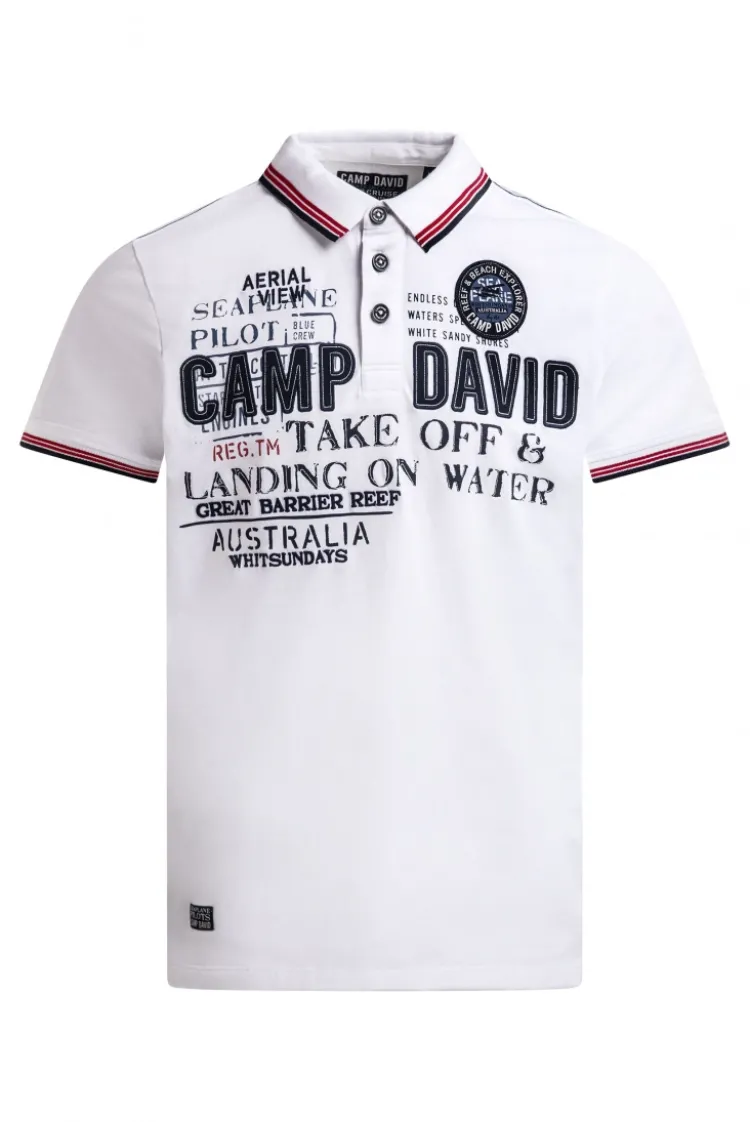 Poloshirt Kurzarm mit Logo-Applikationen opticwhite