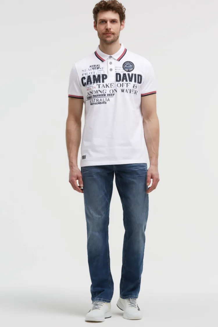 Poloshirt Kurzarm mit Logo-Applikationen opticwhite