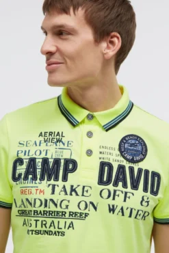 Poloshirt Kurzarm mit Logo-Applikationen neon lime
