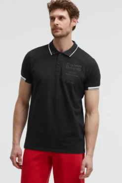 Poloshirt Kurzarm mit Rücken-Artwork black