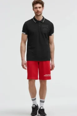 Poloshirt Kurzarm mit Rücken-Artwork black