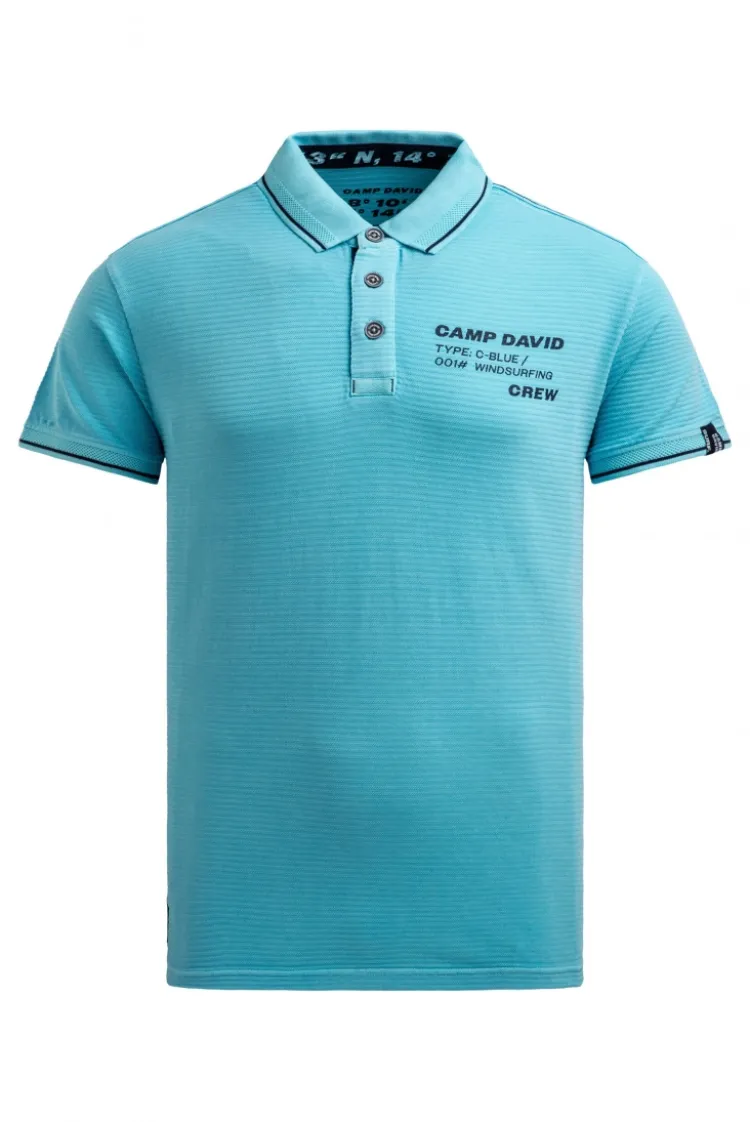 Poloshirt Kurzarm mit Struktur-Details aqua