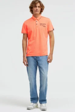 Poloshirt Kurzarm mit Struktur-Details neon flame
