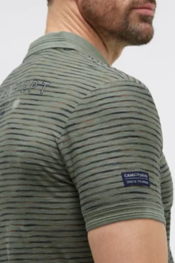 Poloshirt mit Multicolor-Streifen und Back-Artwork green olive
