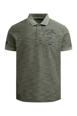 Poloshirt mit Multicolor-Streifen und Back-Artwork green olive