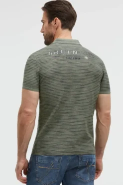 Poloshirt mit Multicolor-Streifen und Back-Artwork green olive