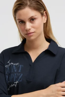 Poloshirt mit Prints und Gummizugsaum blue navy