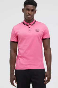 Poloshirt mit Streifen-Tippings summer pink