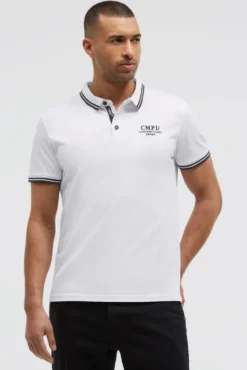 Poloshirt mit Streifen-Tippings opticwhite