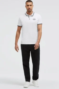 Poloshirt mit Streifen-Tippings opticwhite