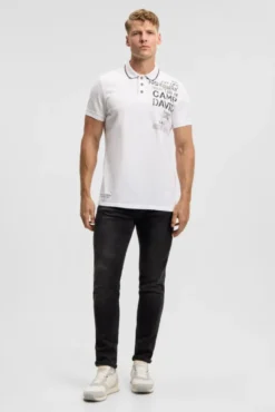 Poloshirt mit Vintage Prints offwhite