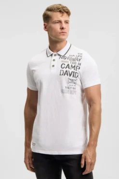 Poloshirt mit Vintage Prints offwhite