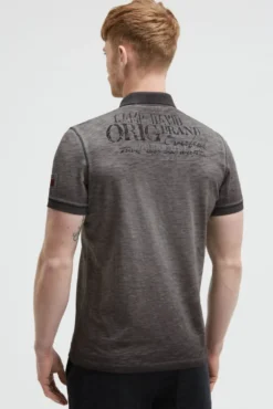 Poloshirt Oil Dyed mit Used Prints black | S