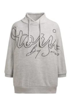 Pullover aus Flauschstrick mit Glitter-Print fresh grey melange | XS/S