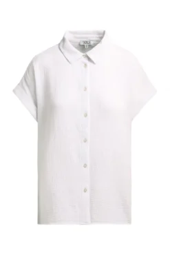 Ärmellose Musselin-Bluse mit Rückenprint opticwhite