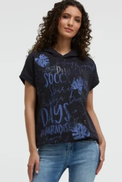 Ärmelloser-Hoodie mit All Over Print blue navy