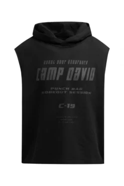 Ärmelloser Hoodie mit Label Prints black