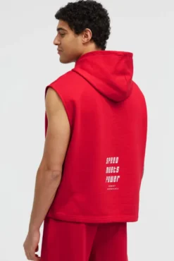 Ärmelloser Hoodie mit Label Prints energy red