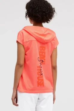 Ärmelloses Hoodie-Shirt mit Rückenprint neon coral