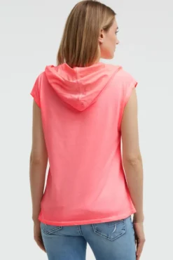 Ärmelloses Kapuzenshirt mit Wording Print neon flame