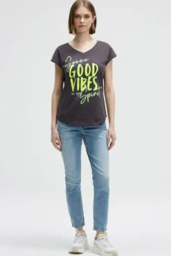 Ärmelloses Shirt mit V-Ausschnitt und Prints charcoal mist | XS