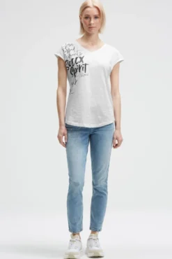 Ärmelloses Shirt mit V-Ausschnitt und Prints opticwhite