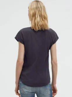Ärmelloses Shirt mit V-Ausschnitt und Wording Print charcoal mist