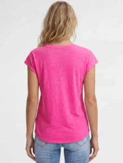 Ärmelloses Shirt mit V-Ausschnitt und Wording Print vivid pink