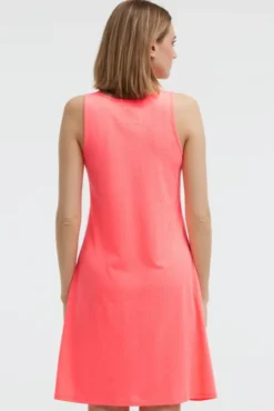 Ärmelloses Strandkleid mit Label Print neon coral