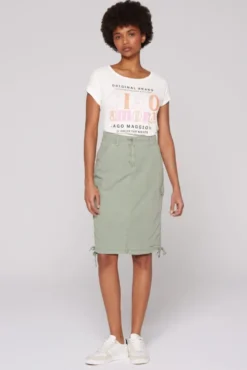 Rock im Cargo-Stil mit Raffungen faded olive