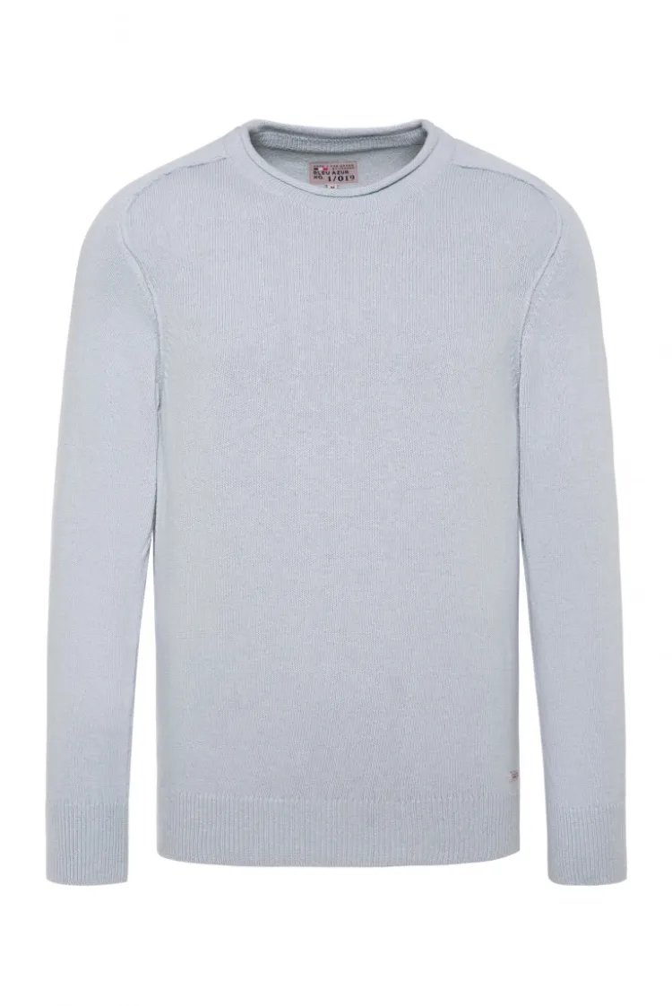 Rundhalspullover aus Baumwollstrick smokey mint