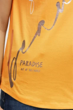 Shirt im Materialmix mit Schulterraffung fresh mango