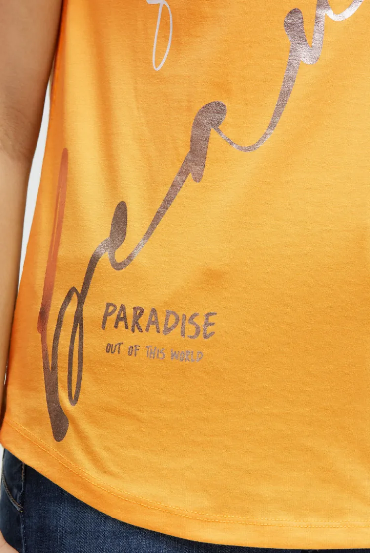 Shirt im Materialmix mit Schulterraffung fresh mango