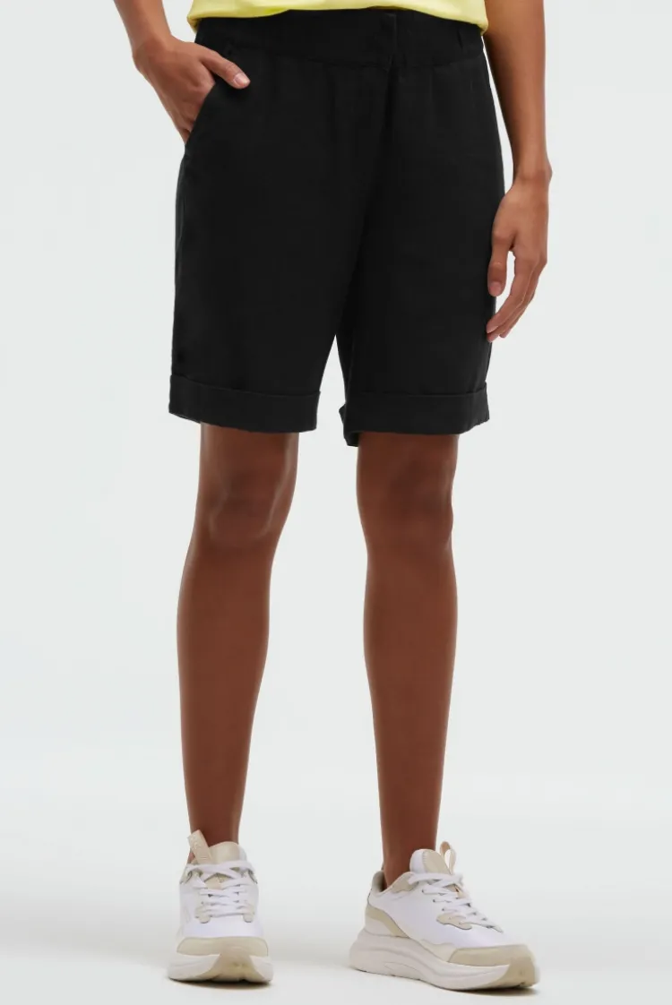 Shorts aus Leinen-Mix black