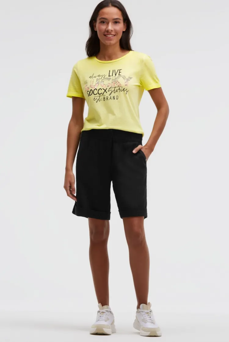 Shorts aus Leinen-Mix black